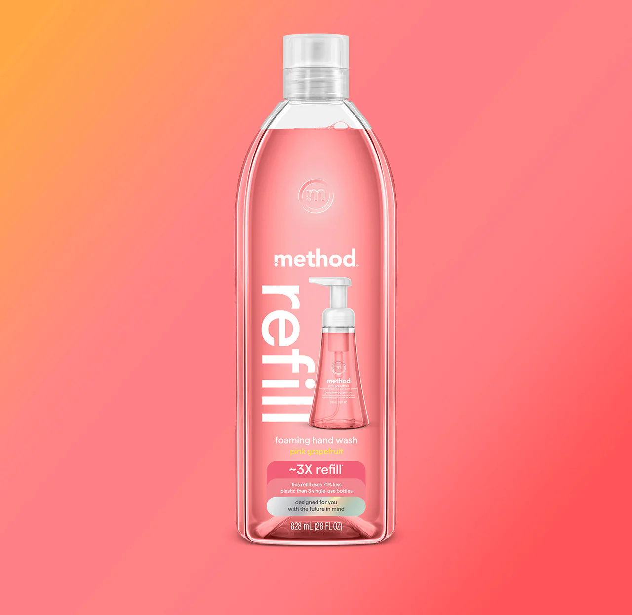 foaming hand wash refill - pink grapefruit, 28 fl oz 1