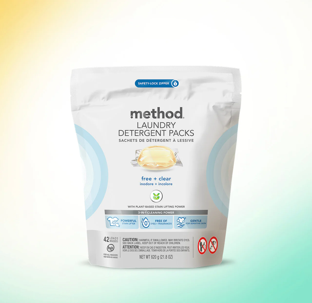 laundry detergent packs - free + clear, 42 ct