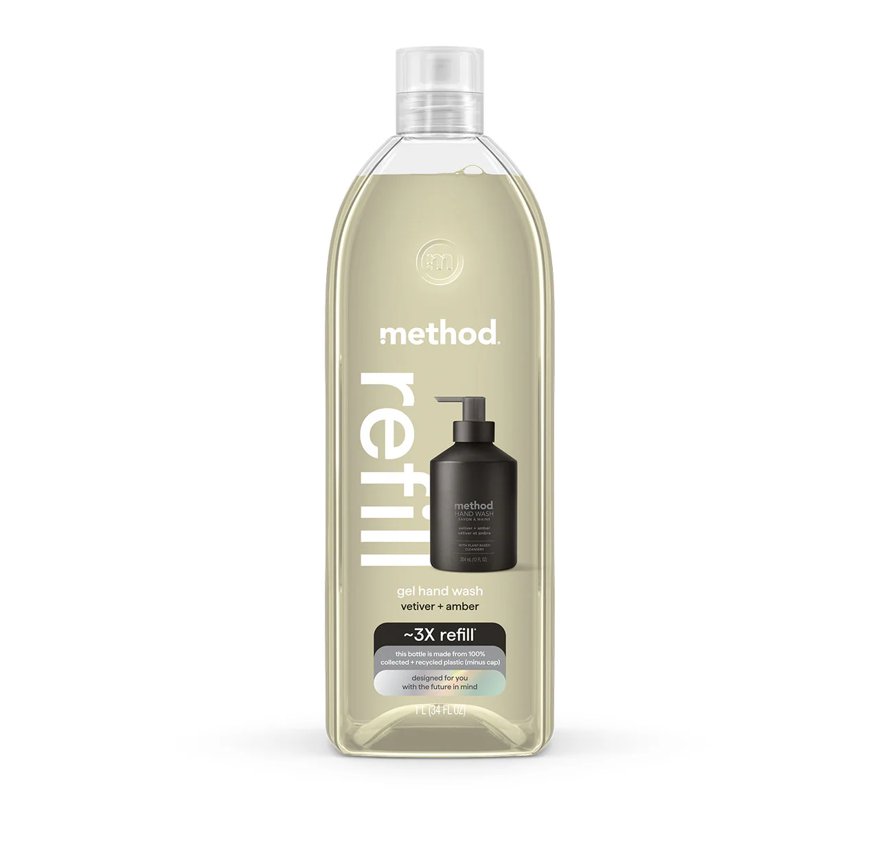 gel hand wash refill - vetiver + amber, 34 fl oz 1