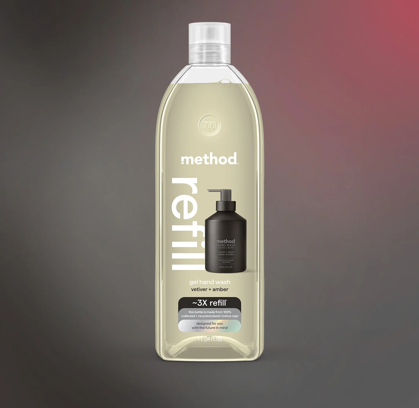 gel hand wash refill - vetiver + amber, 34 fl oz 1