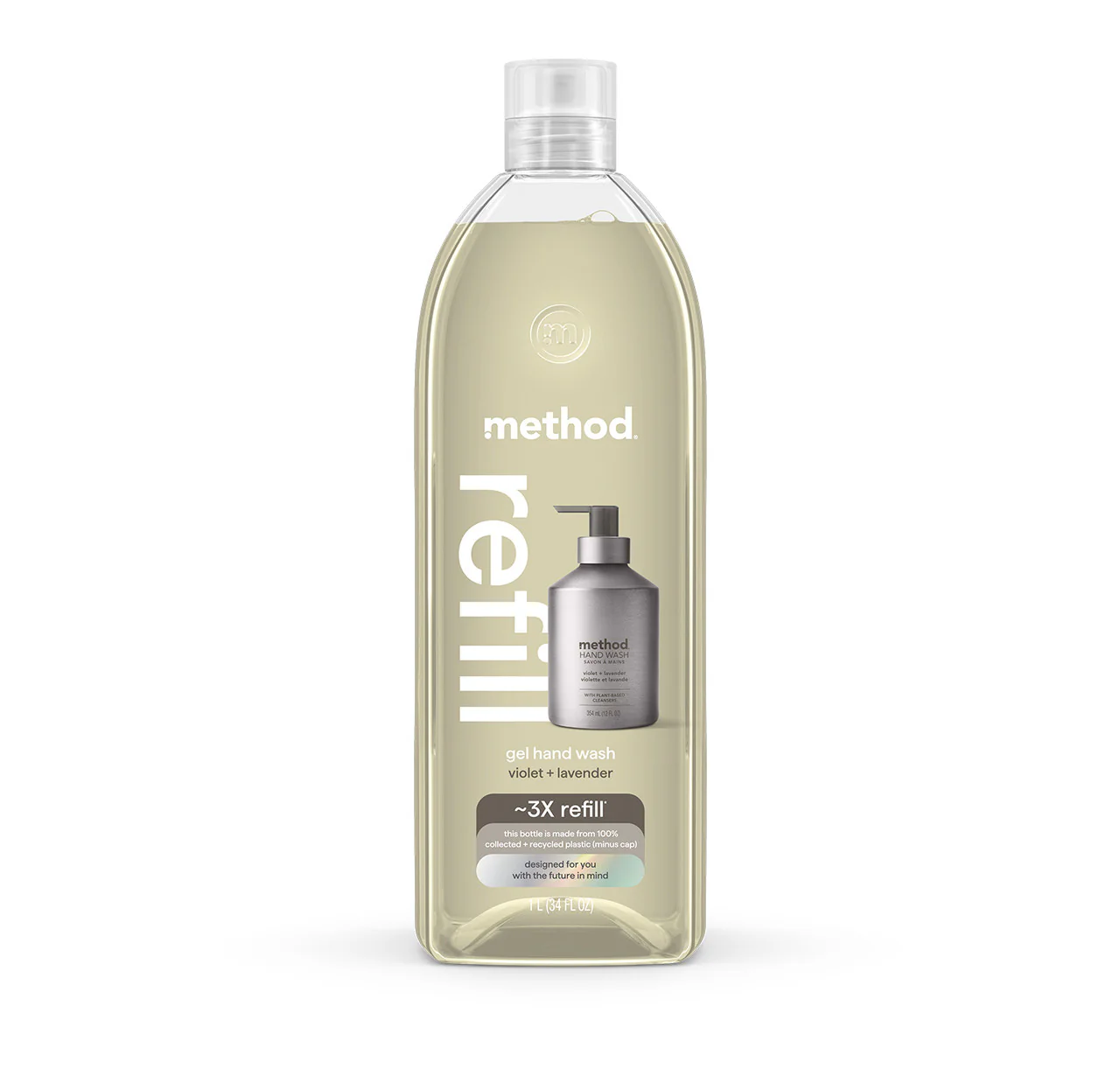 gel hand wash refill - violet + lavender, 34 fl oz 1
