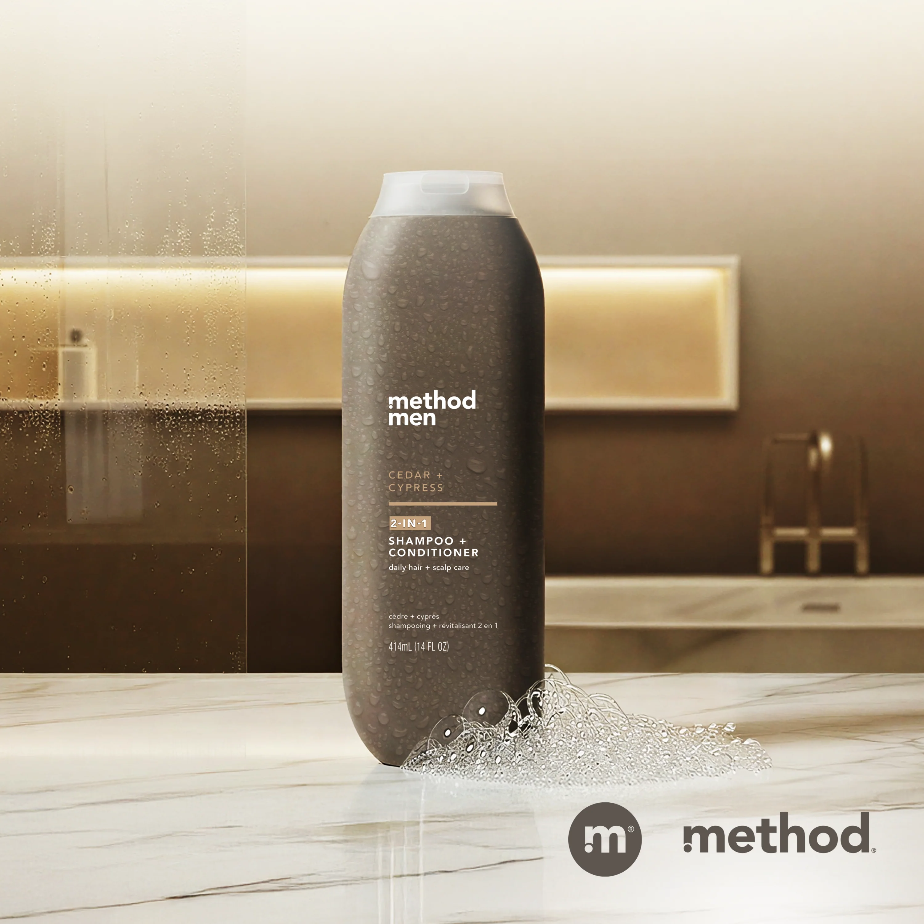 2-in-1 shampoo + conditioner - cedar + cypress, 14 fl oz